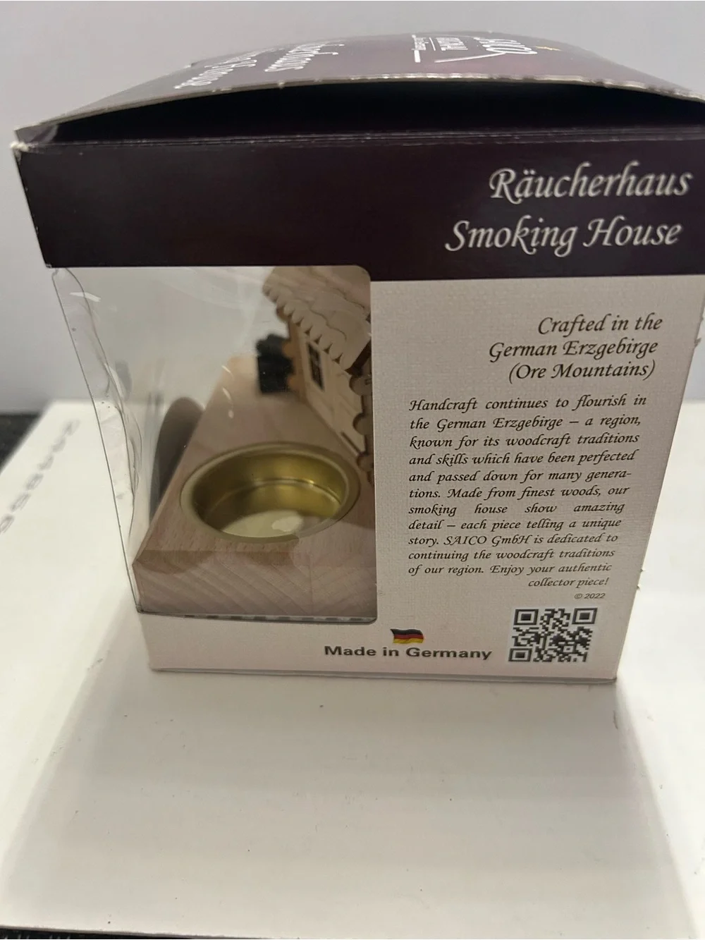 Wood House Incense and Tealight Holder SAICO Smokehouse German Wood Art Decor